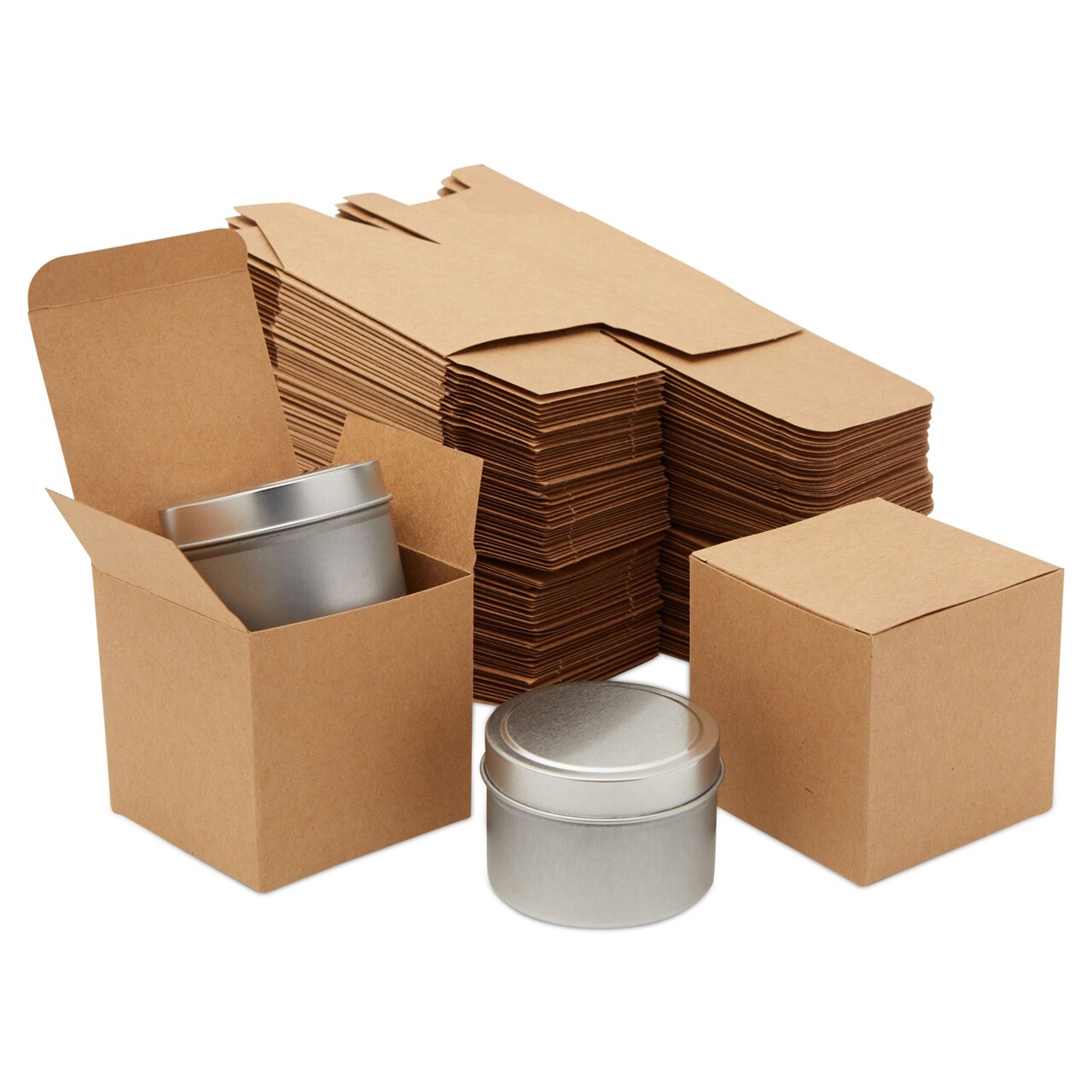 100-Pack Brown 3x3x3 Inches Gift Boxes with Lids for Candles, Ornaments, Crafts, Party Favors, Cupcakes, Holiday, Birthday, Baby Shower, Bridesmaid and Groomsmen Proposal, Easy Assemble